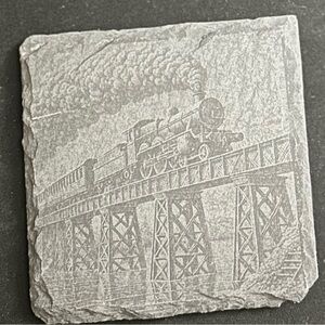 Engraved Train Slate Coaster